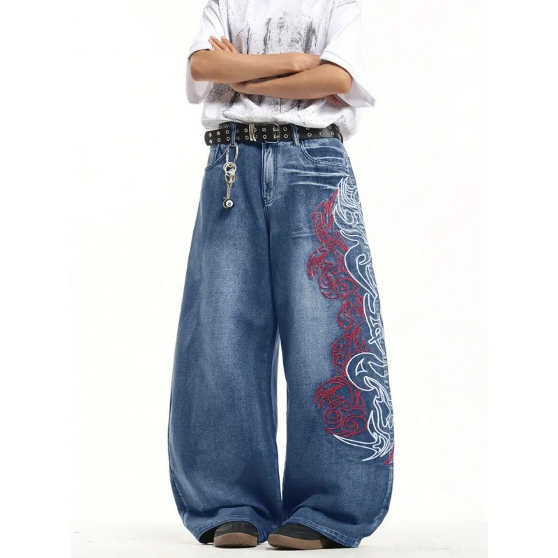 

Vintage Straight Jeans Retro Straight Leg Denim Pants Women's Fashion Spring 2026 Elastic Waist Other Fabric Details