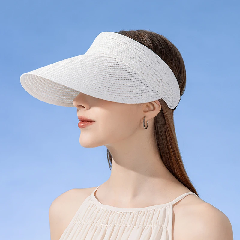 Sombrero de paja con visera grande para mujer, gorra de golf G37, visera al aire libre, visera superior vacía, lengua de pato, primavera y verano