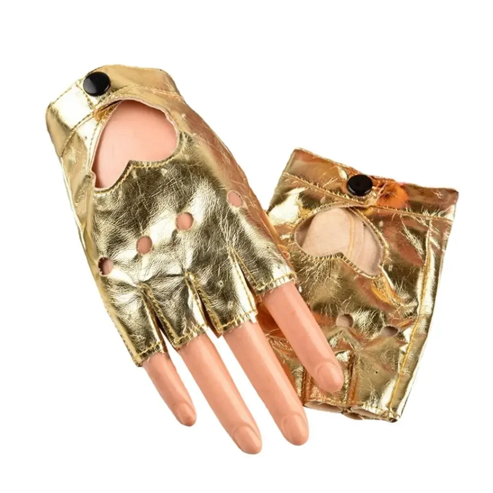 Fingerless Gloves Anime PU Leather Kawaii Heart Black White Pink