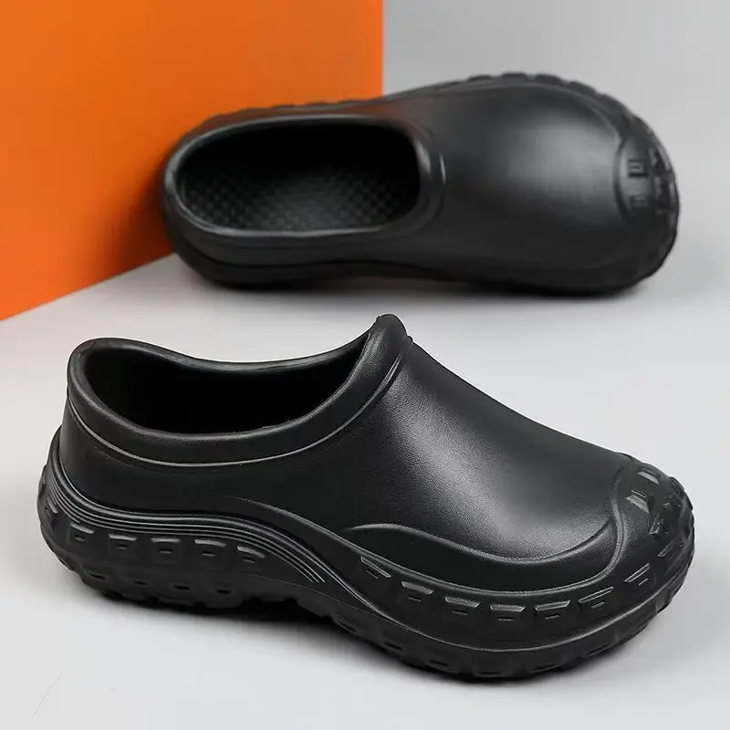 

Men's Low Top Big Size Flat Sole Kitten Work Shoes Unisex Thick Sole Non Slip Waterproof Oil-Resistant Light Slip On Rain Shoes