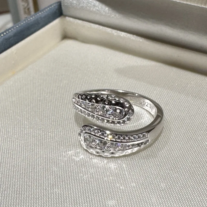 

s925 sterling silver classic ring diamond ring European and American simple personality when the opening can be adjusted