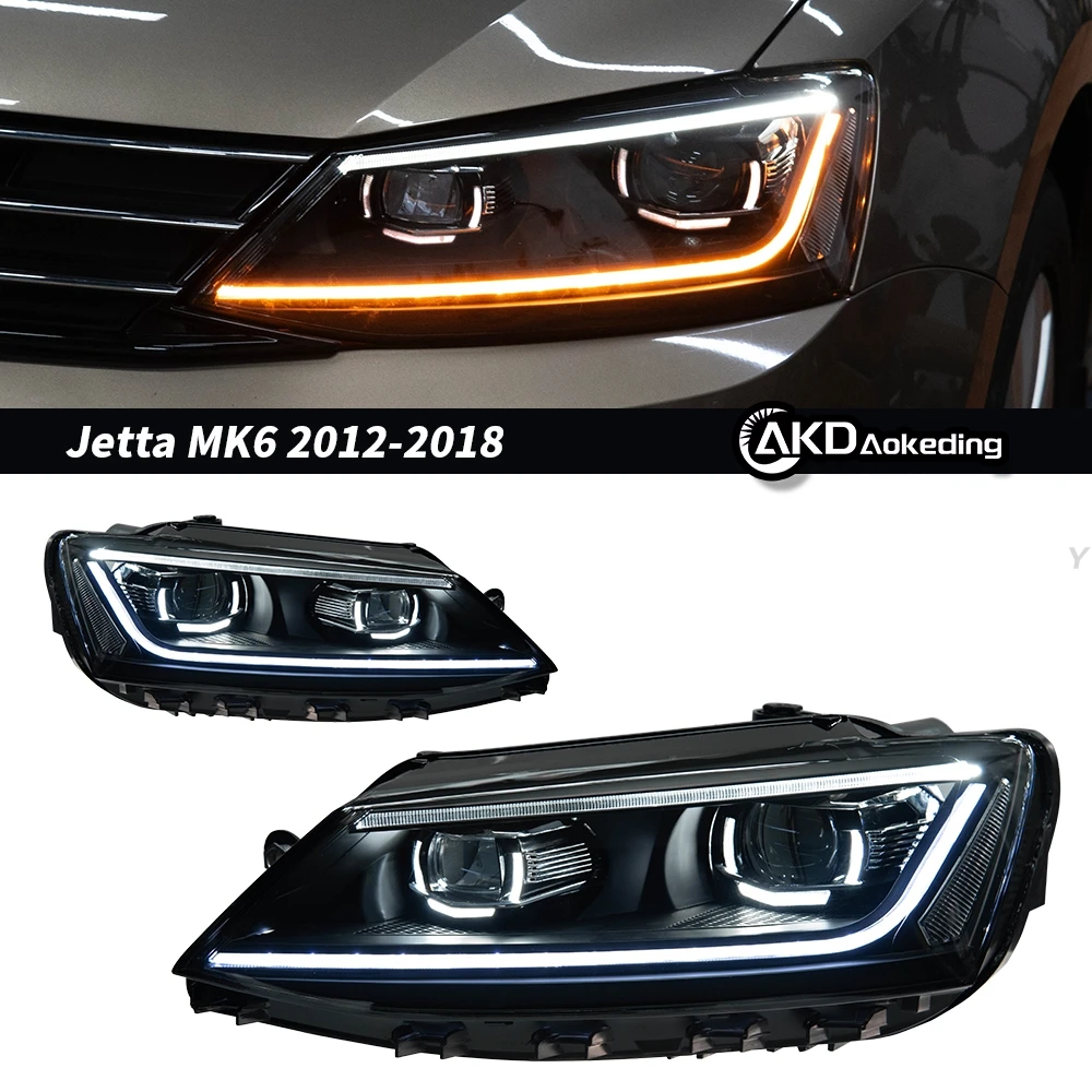 

Автозапчасти для фар Jetta MK6 2011-2018, обновленный Стайлинг, светодиодные дневные фары, двойной проектор, DRL, автомобильные аксессуары, модифицированные