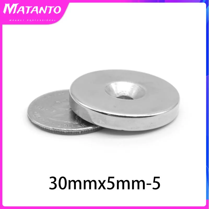 

1/2/5/10/15/20PCS 30X5-5 Round Search Magnet 30*5 Hole 5mm Disc Countersunk Neodymium Magnet 30x5-5mm Permanent Magnet 30*5-5