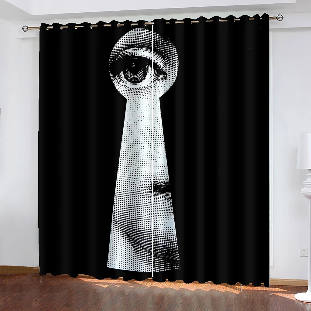 black Curtains Window Treatment For Bedroom Office Kitchen Living Room Home Decor Room Decor blackout curtains 2pcs