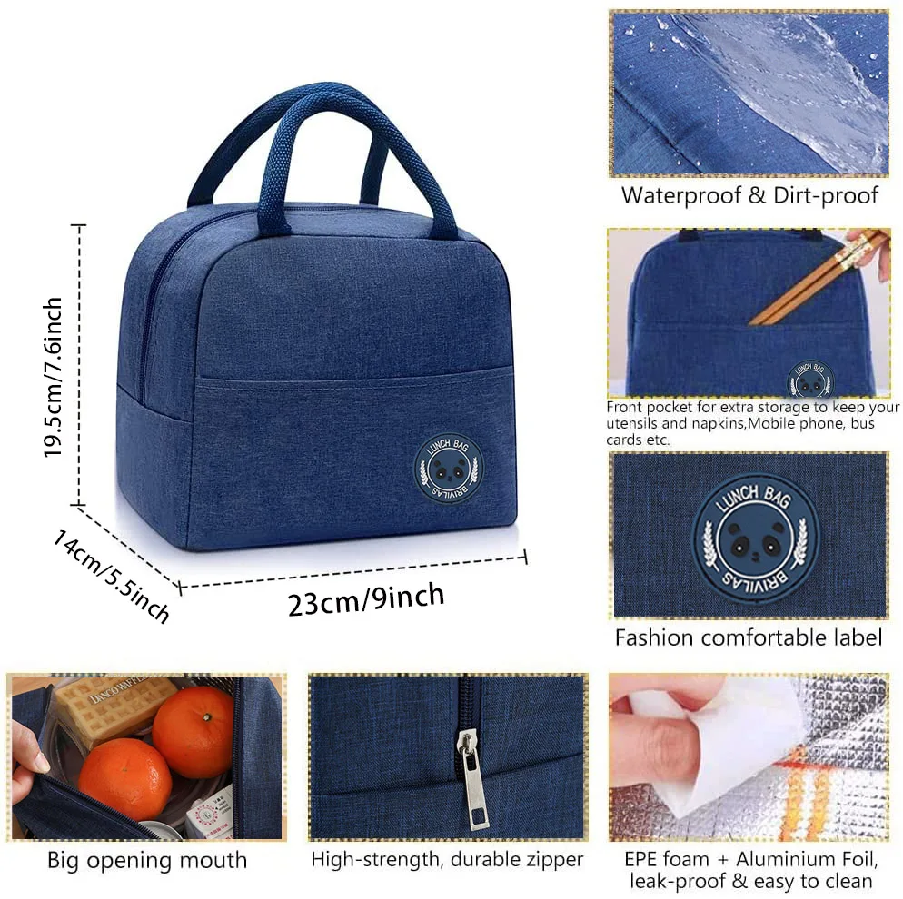 Bolsa de almuerzo con aislamiento para mujer, bolsa refrigeradora portátil, bolsa de hielo, bolsa de Picnic para niños, bolsas de comida para el trabajo, patrón Pew