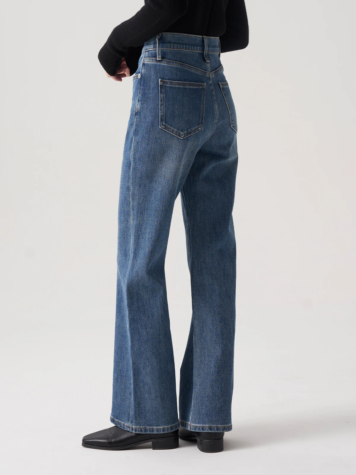 

Утягивающие синие винтажные прямые джинсы с высокой талией, женские расклешенные брюки-апей, осенний сезон, женская мода