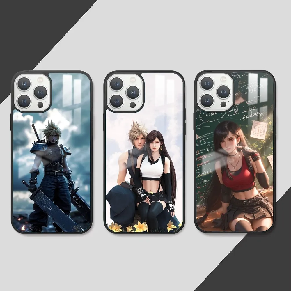 Final F-Fantasy-Y VII Phone Case For iPhone 16 15 14 13 12 11 Pro Max Plus Mini PC Fashion mirror phone case