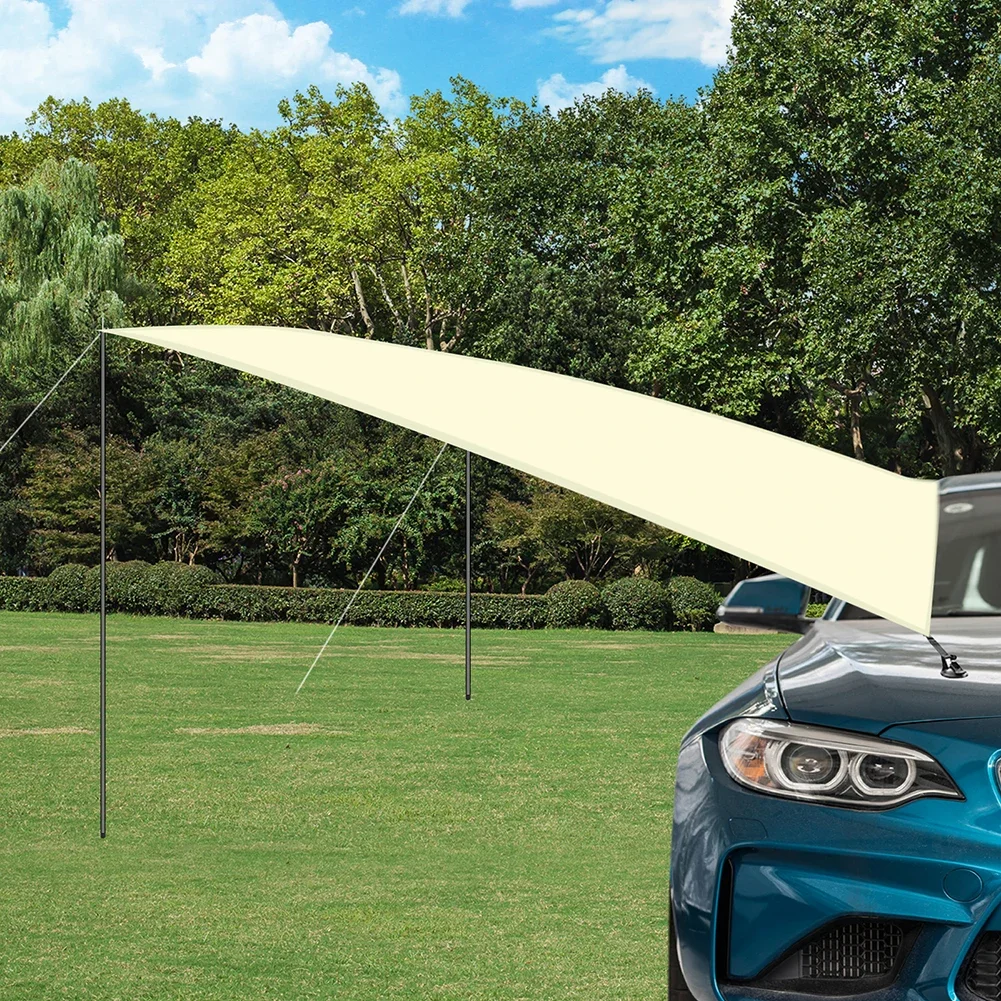 2x3M Rtractable Vehicle Awning with Tent Poles Portable Waterproof Canopy Tarp Car Shelter for Truck Jeep SUV Van Camping Tent view 2