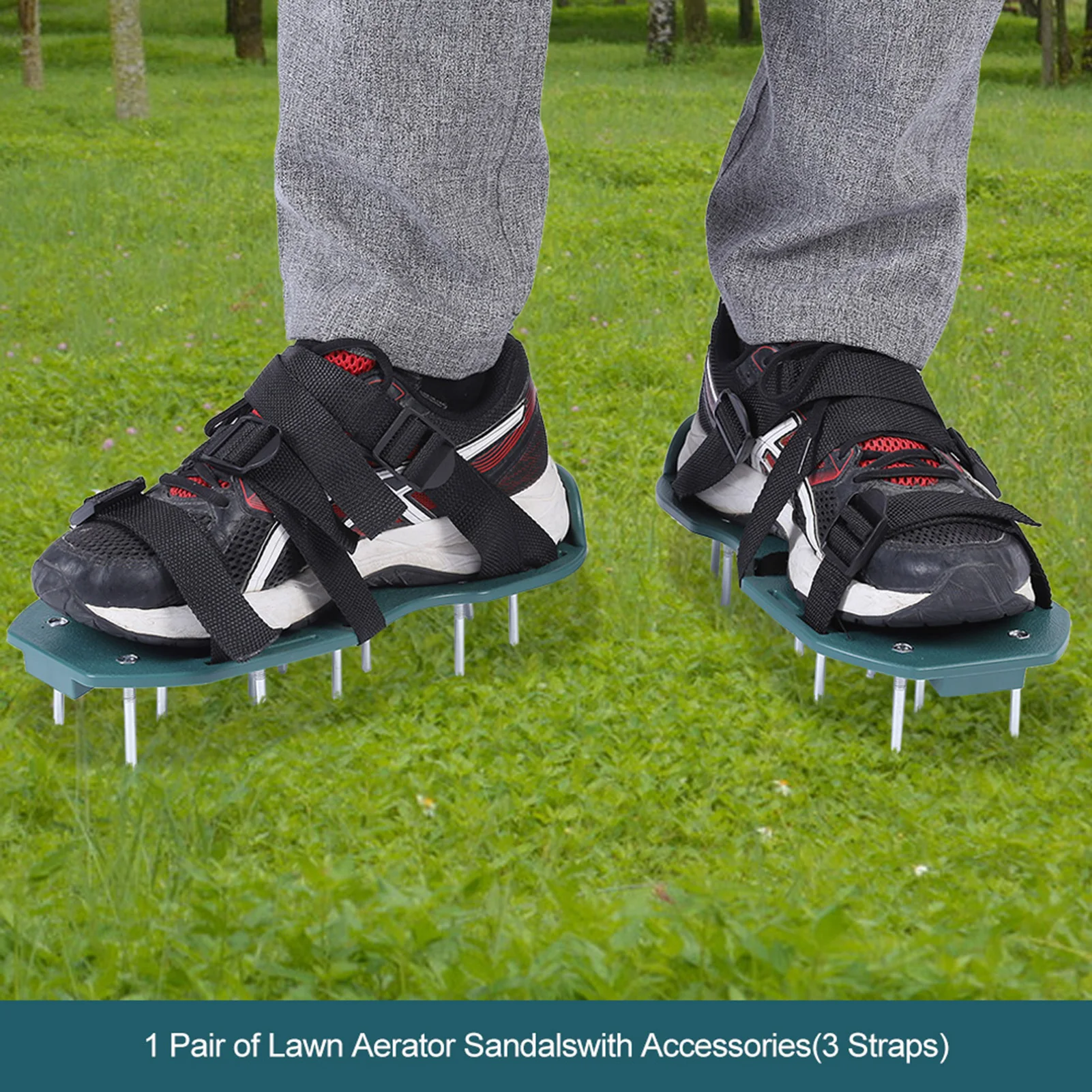 1 Pair of Lawn Aerator Sandals Heavy Duty Grass Spiked Shoes with Plastic Buckle Garden Tool Lawn Spike Shoes Lawn Aerator Shoes