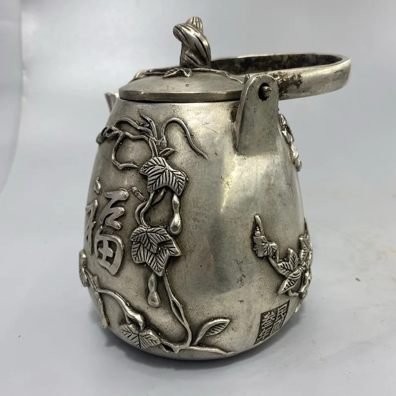 Silver pot9White copper tea pot set with lotus pond moonlight design, home use, insulated and anti-scalding, suitable as a gift