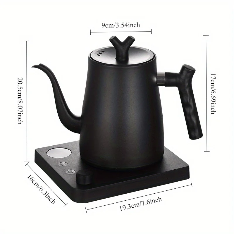 Gooseneck Electric Kettle 1L 304 Stainless Steel Temperature Control Coffee Pot ±1°F Precision Digital Fast Heating 1500ml
