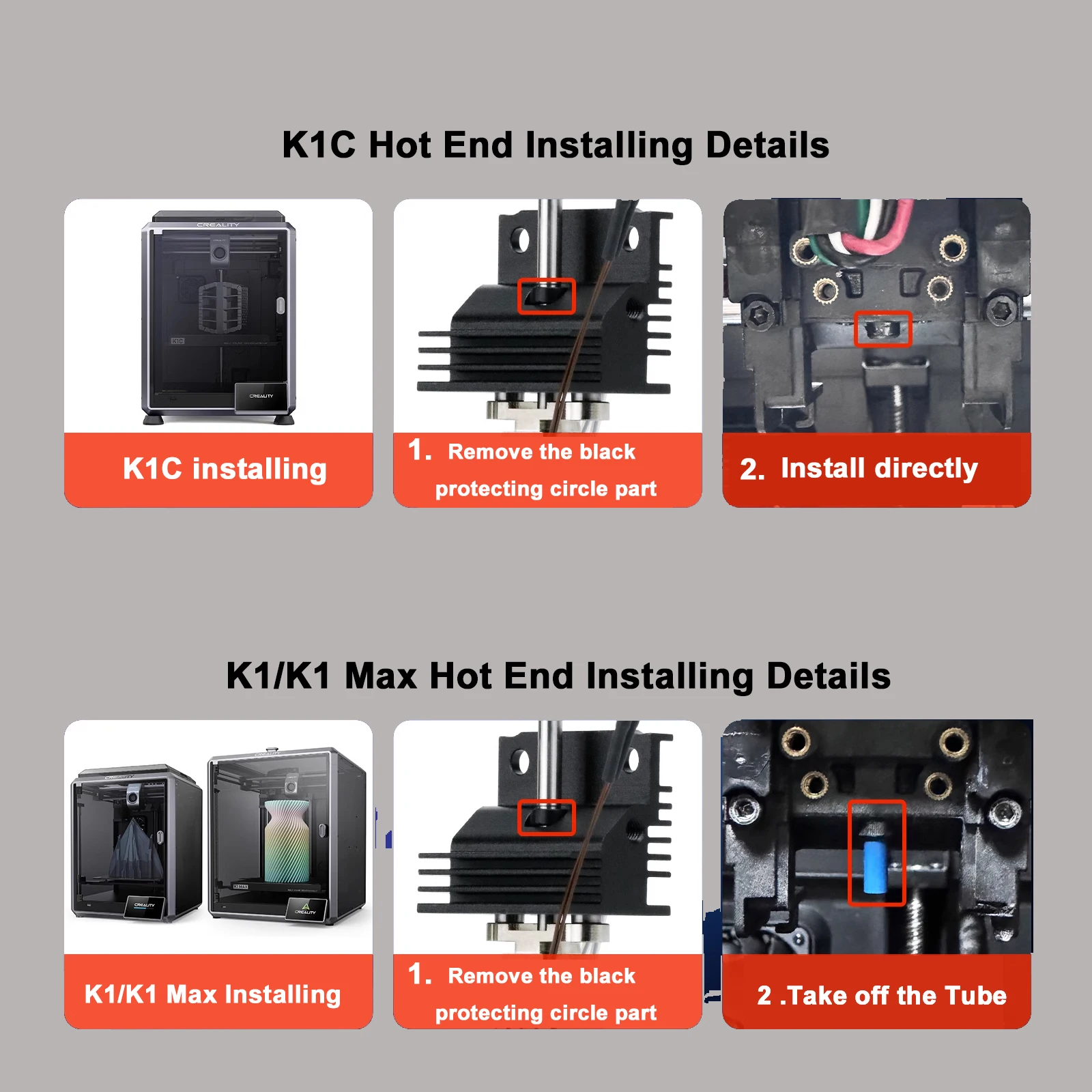 Kit bloco de aquecimento cerâmico para impressoras 3D Creality, Hotend com bocal de troca rápida integrado, atualizações, K1, K1 Max, K1C