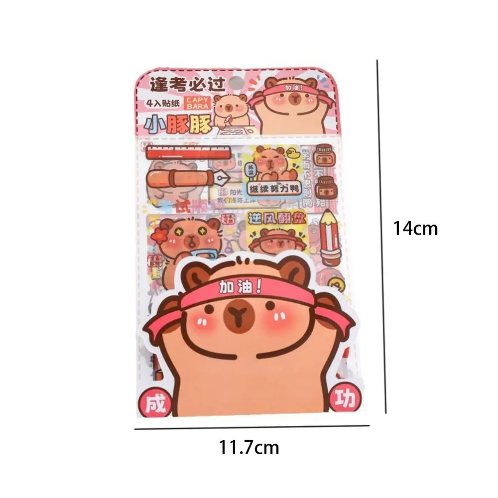 Autocollants Kawaii Capybara, 4 pièces/sac, étiquettes inspirantes, niveau d'apparence élevé, dessin animé, animaux, multifonctions