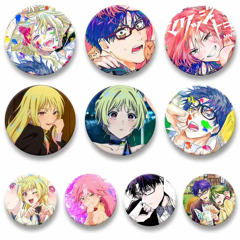 Anime MARRIAGETOXIN Coin Brooch Cute Cartoon Character Lapel Pins Hikaru Gero Mei Kinosaki Badges Clothes Backpack Accessories