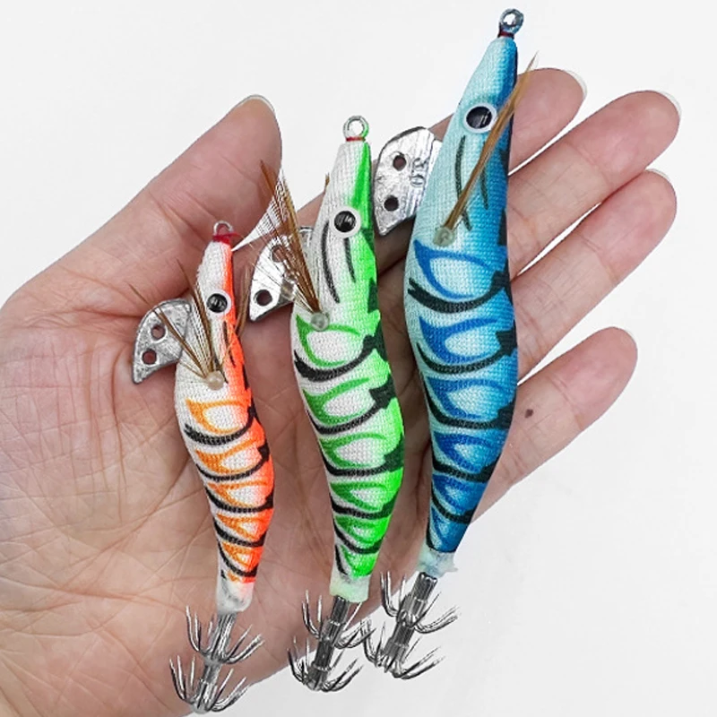 1 قطعة متوهجة خطاف صيد على شكل سمكة الطعم خطافات الحبار الرصاص رئيس الأوزان الأفقي خشبية الروبيان المتذبذب ل الأخطبوط الحبار صيد السمك #6