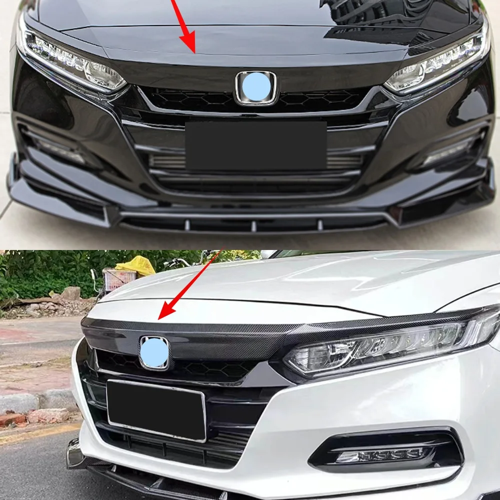 For Honda Accord 10th Gen Black ABS Plastic Front Bumper Trim Strip Grille Panel Hood Head Grid  2018-2021 Models