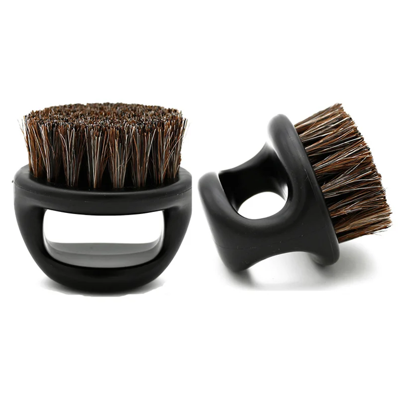 Pro Hairdresser Dust Brush Anti Static Boar Bristle Ring Beard Comb Salon Hair Sweep Brushes Shaving Facial Men\'s Mustache Brush