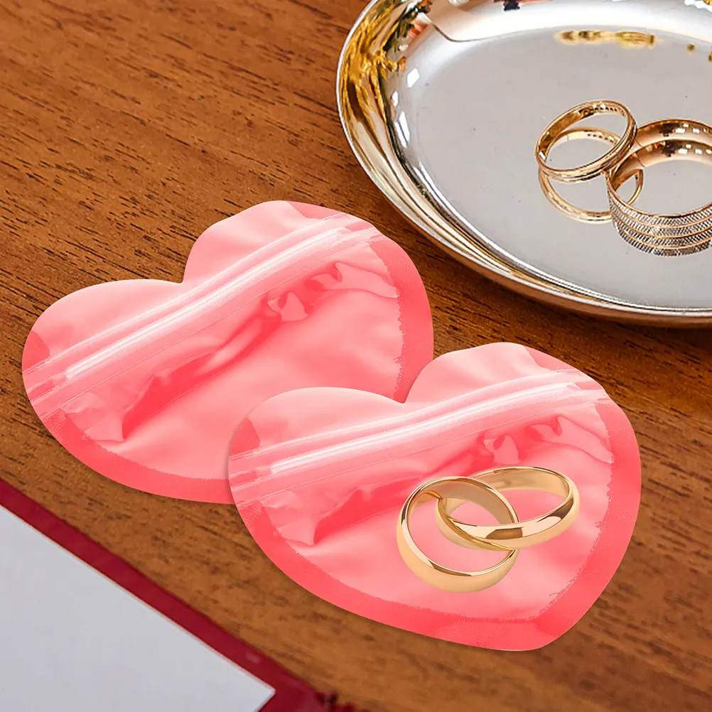 20Pcs Heart Jewelry Storage Bags Compact Lightweight Portable Sealing Bags Small Jewelry Holder Earring Pouches