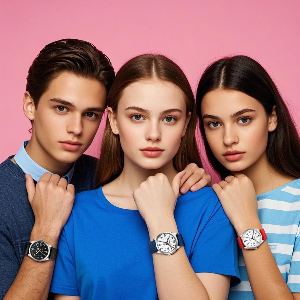 BIDEN Women's fashion watch with easy to read digital luminous dial, men's and women's quartz watch (back to school season gift)