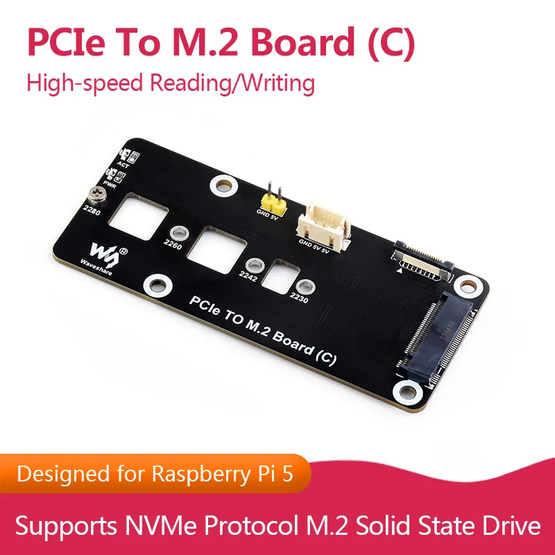 

Плата PCIe-M.2 (C), разработанная для Raspberry Pi 5, поддерживает протокол NVMe M.2, Твердотельный накопитель