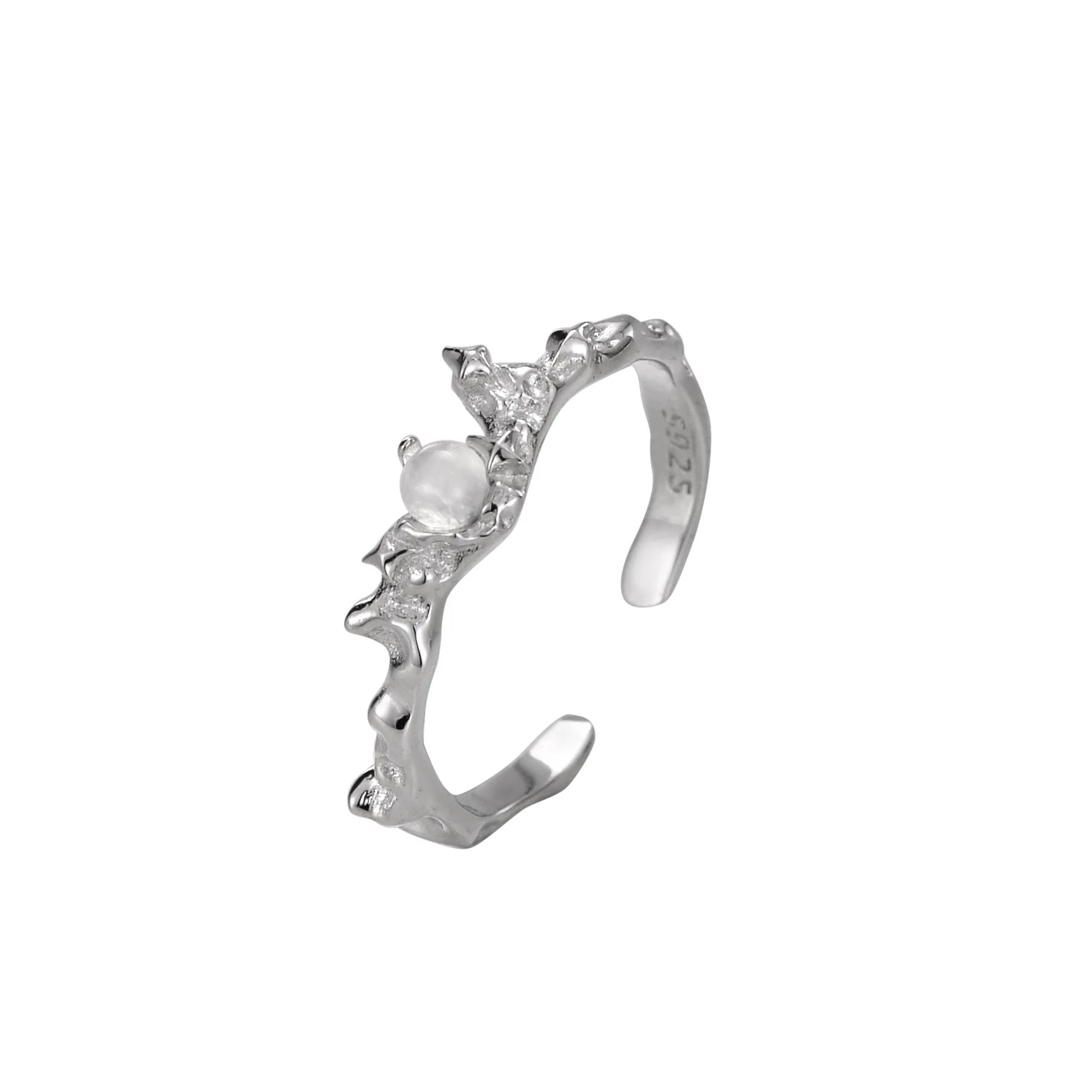 100% 925 Sterling Silver Agate Irregular Open Ring for Woman Girl Geometric Liquid Lava Design Jewelry Party Gift Dropshipping