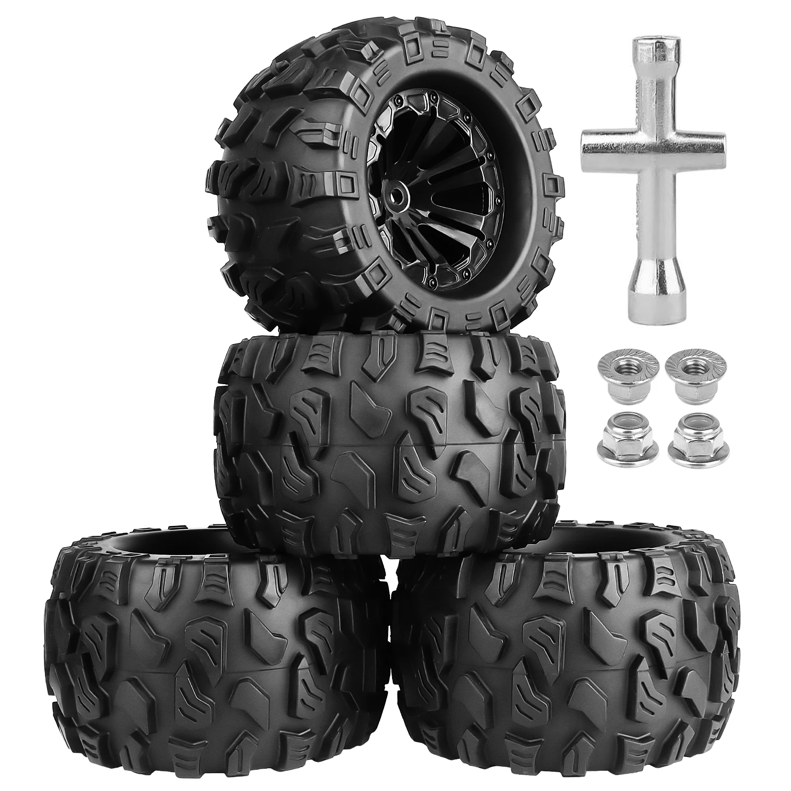 

HobbyPark 2,8 дюйма предварительно приклеенные 12-миллиметровые шестигранные шины и колеса для радиоуправляемых грузовиков, масштаб 1/10, для Traxxas Rustler 4x4 VXL, Stampede, Redcat Volcano EPX