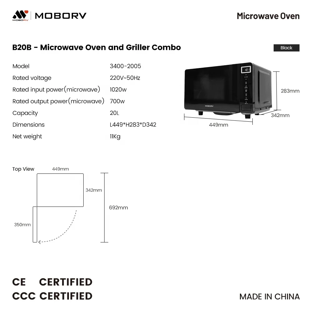 Motorhome Accessories Induction Microwave Oven Griller Combo for RV Caravan Camping Cars