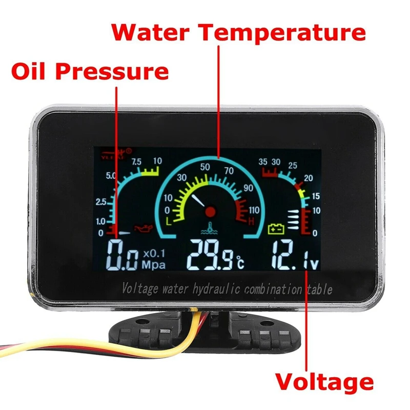 3 In1 LCD Car Digital Gauge Voltmeter/Oil Pressure/Water Temp 12-24V Universal