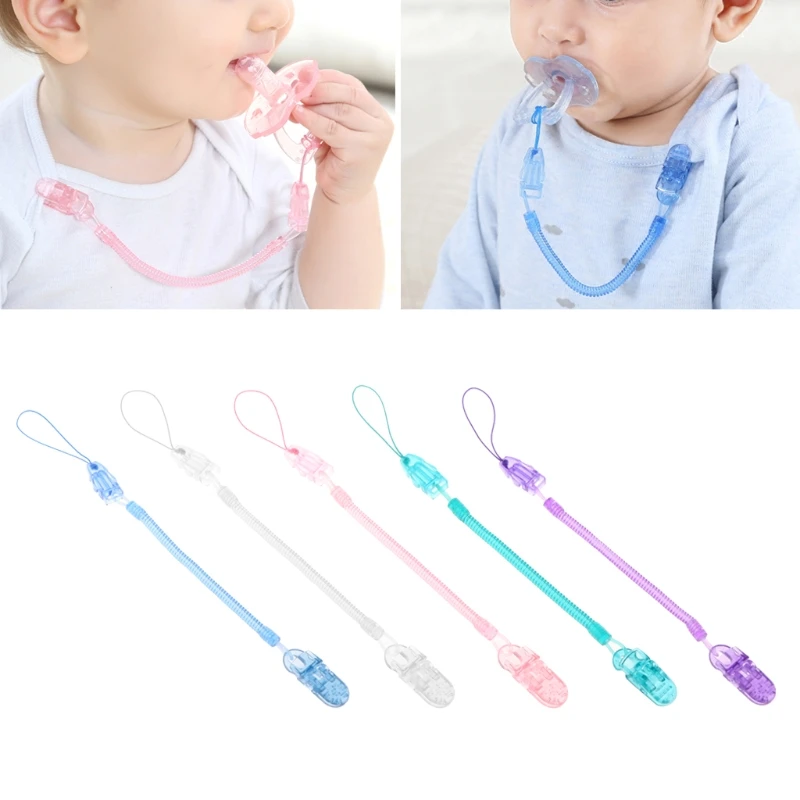 ฤดูใบไม้ผลิ Pacifier Anti-off CHAIN ​​ยางกัดจี้ Pacifier คลิป Pacifiers อุปกรณ์เสริม Retractable Multi สีเลือก