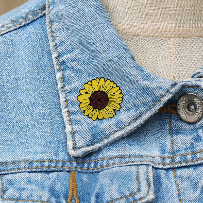 the bright side and find hope even in the darkest times Sunflower enamel Brooch can see