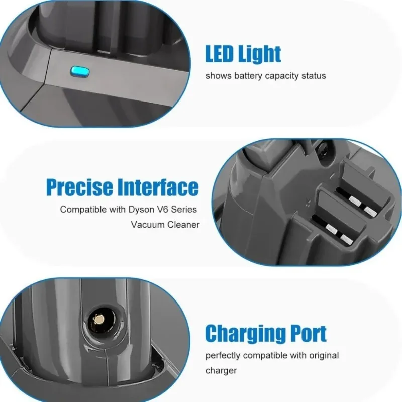 21.6V 60000mAh New Lithium Suction Battery for Dyson V6/DC58/DC59/DC62/DC74/SV09/SV07/SV03 & 965874-02 L30 Replacement Battery