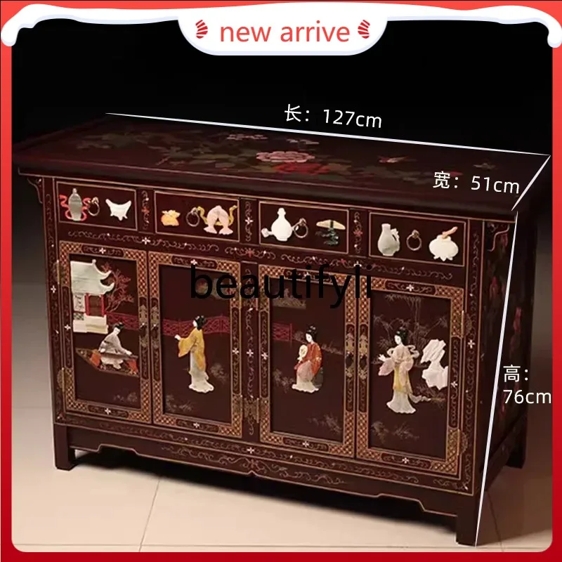 

D2520 New Chinese furniture, bone stone, four doors and four pumps, handicraft, entrance cabinet, wine cabinet, simple and moder