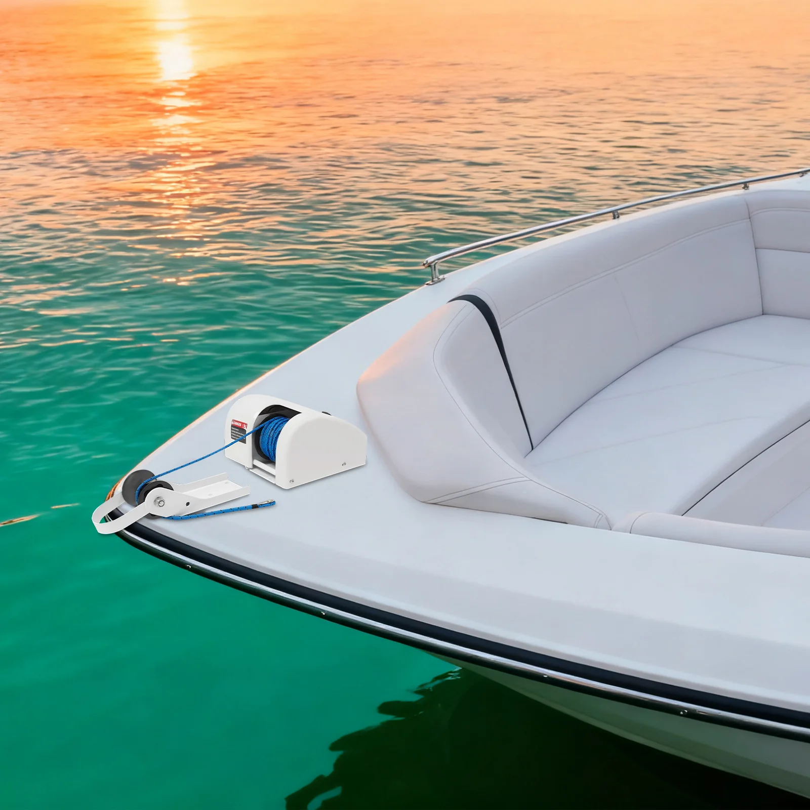 

Якольная лебедка для белой лодки (эффективная и удобная) — опускание троса 70 футов/мин и скорость втягивания 60 футов/мин, максимальный диапазон дистанционного управления 164,04 футов