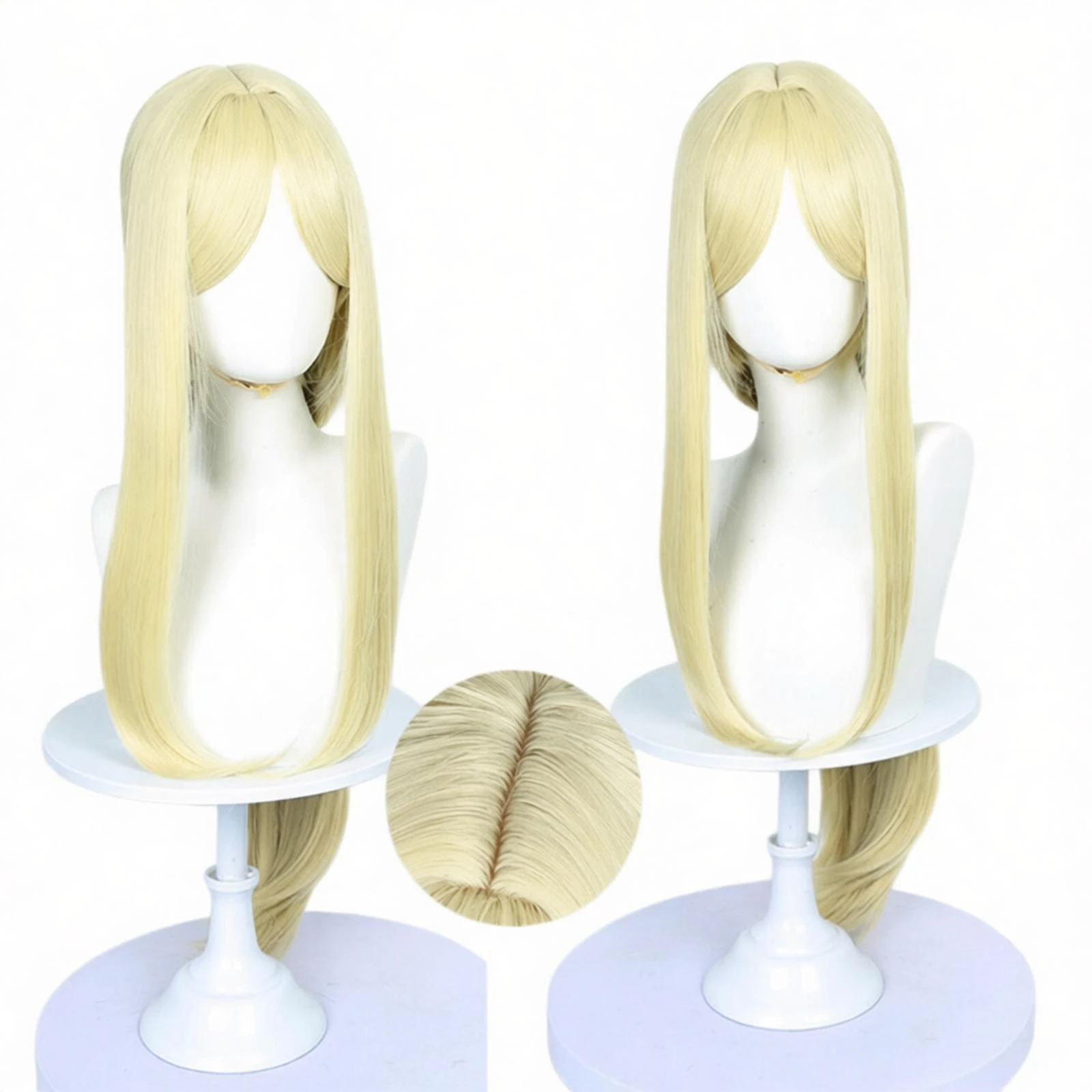 

August Stilza Cosplay Wig Anime Girl Light Blonde Long Straight Hair Heat Resistant Synthetic Wig for Halloween Carnival Party