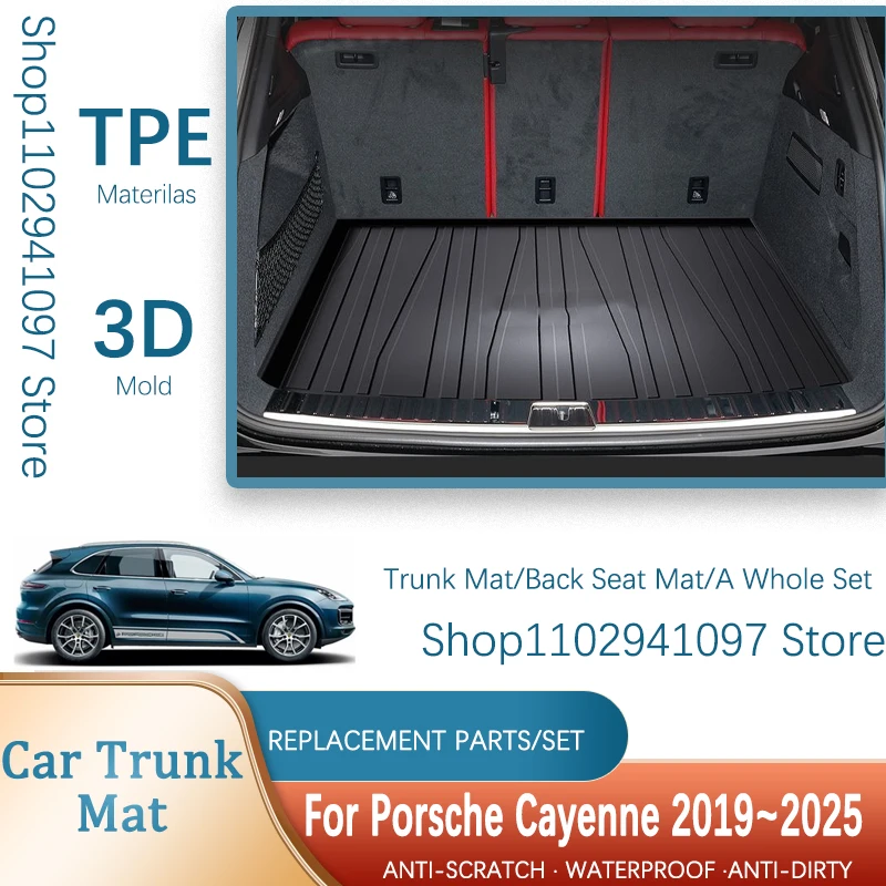 

Car Rear Trunk Mats For Porsche Cayenne E3 9YA 9YB 2019-2025 Waterproof Carpets Storage Pads Cargo Liner Covers Auto Accessories