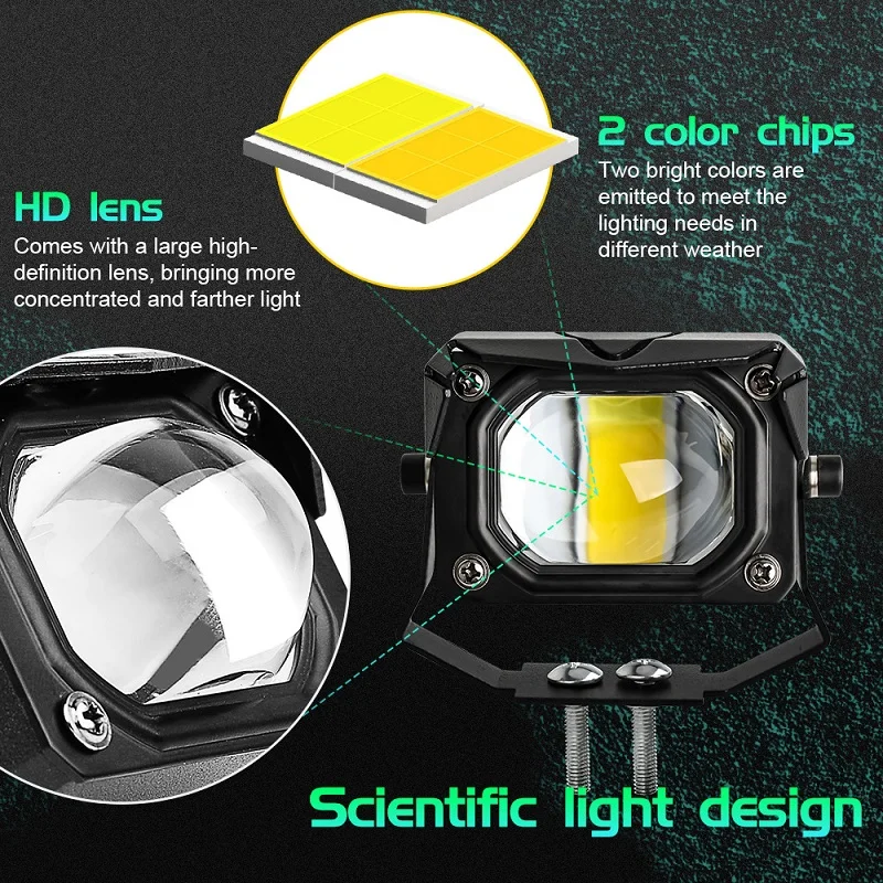 EURS 1x 2Inch 26W High lighting U9 Plus Motorcycle Headlight 4800LM 3000K 6000K Headlamp Dual Color Motor Lamp Laser Projector