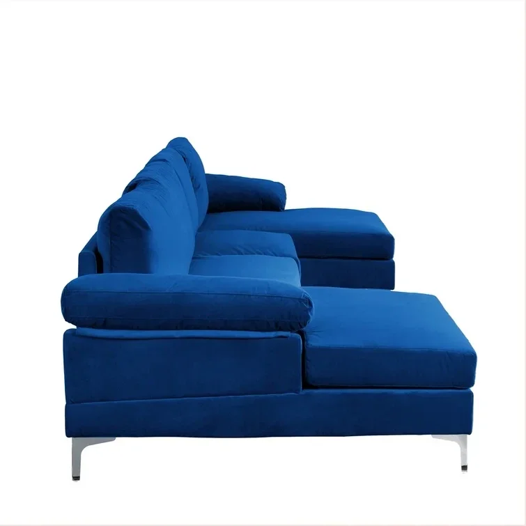 

Furniture High quality Houses sample available stainless steel leg combined blue velvet Modular corner sectional sofa u shape