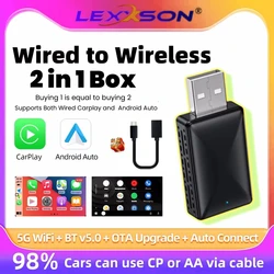 Wireless CarPlay Android Car 2 IN 1 Adapter Plug and Play Smart Mini Box WiFi Quick Connect For Audi Toyota VW Ford Hyundai MG