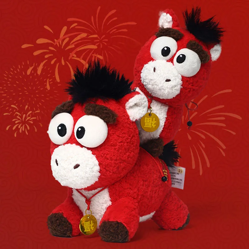 

Red Horse Pendant Mean Instant Success 2026 New Year Spring Festival Chinese Zodiac Plush Toy Stuffed Doll Cartoon Boy Girl Gift