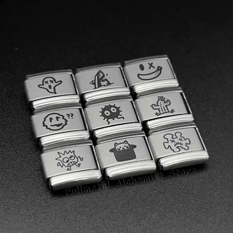 

Italian Bracelet Stainless Steel Module 9mm Personalized Jewelry Chains Minimalist Line Pattern Cute Amusing Custom for Men