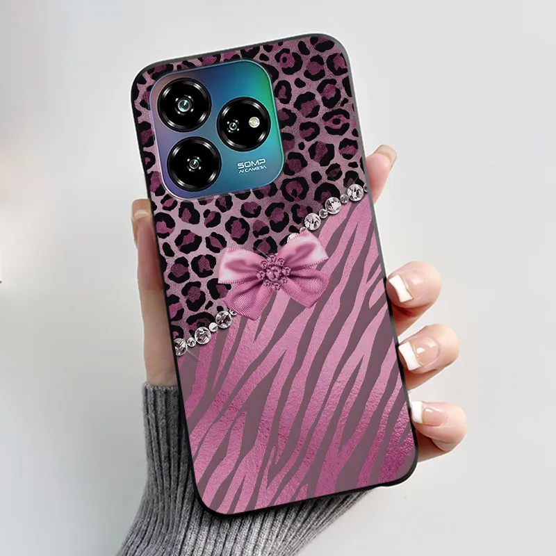 Capa para zte blade v60 design 4g/lâmina v60 vita/nubia v60 design/xon 60 lite silicone macio capa preta bonito flor dos desenhos animados caso