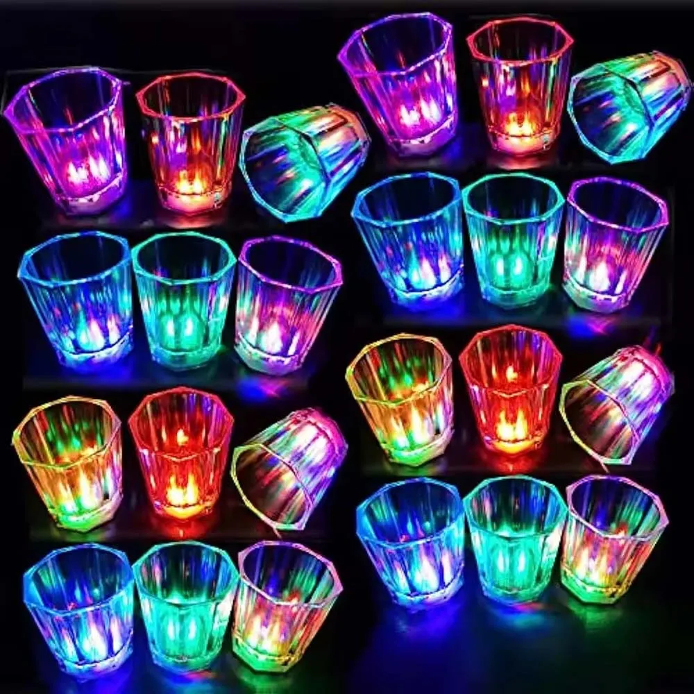 12-48 vasos de chupito para fiestas, vasos de chupito con luz LED para adultos, vasos de chupito que brillan en la oscuridad para cumpleaños