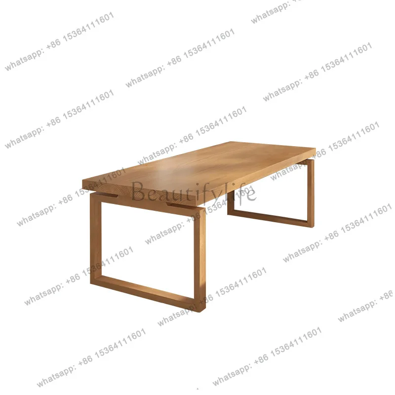 Solid wood dining table household small apartment rectangular dining table