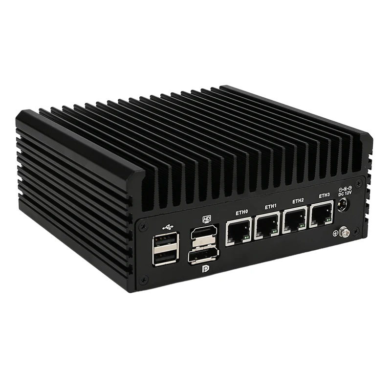 Мини-ПК брандмауэр 5105 NUC I226-V 4 Lan 4 USB безвентиляторные настольные компьютеры тройной дисплей Тонкий клиент ПК Linux Pfsense