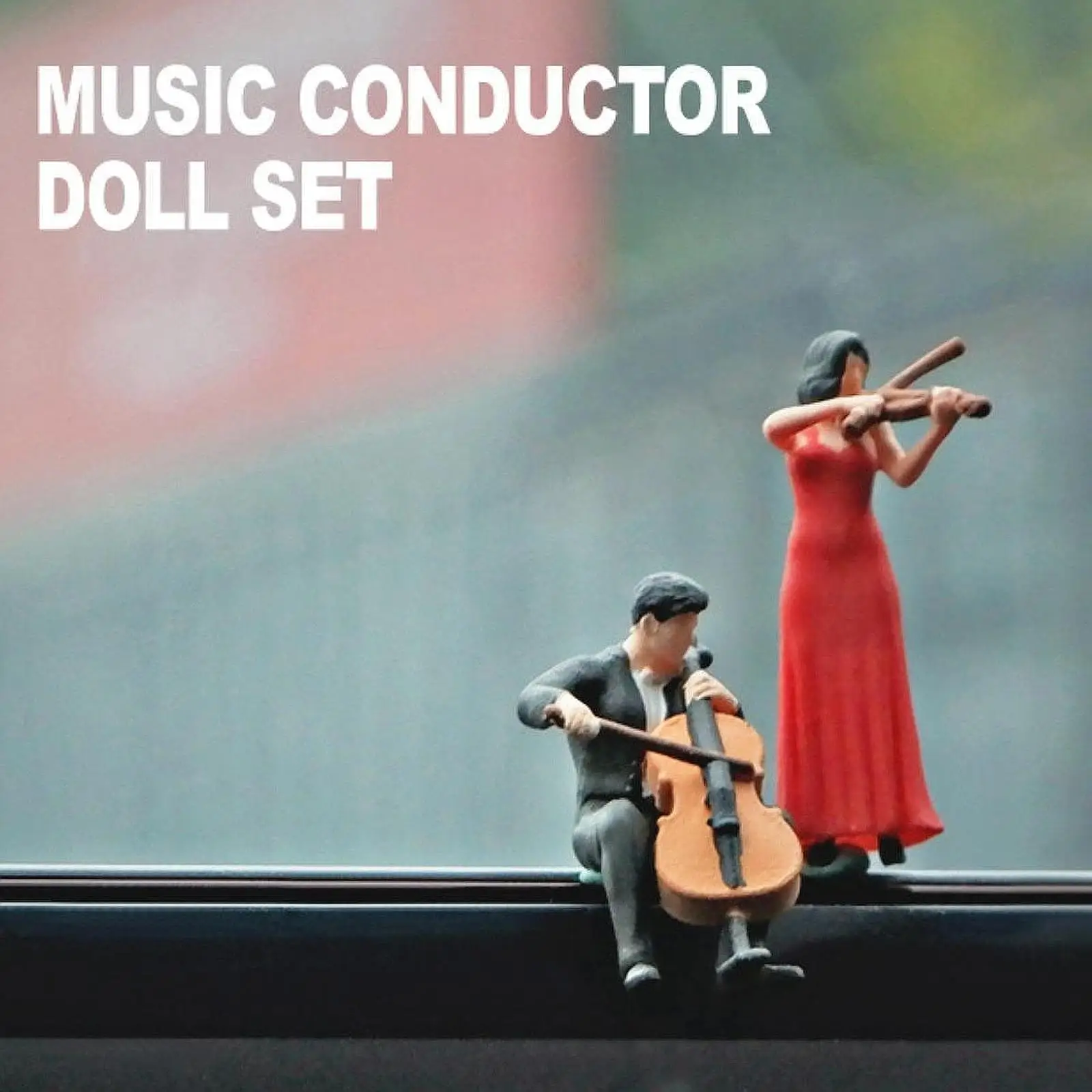 2x 1:64 Hand Painted Musician Figures Crafts Trains Architectural People Figures Miniature People Model for DIY Scene Decoration