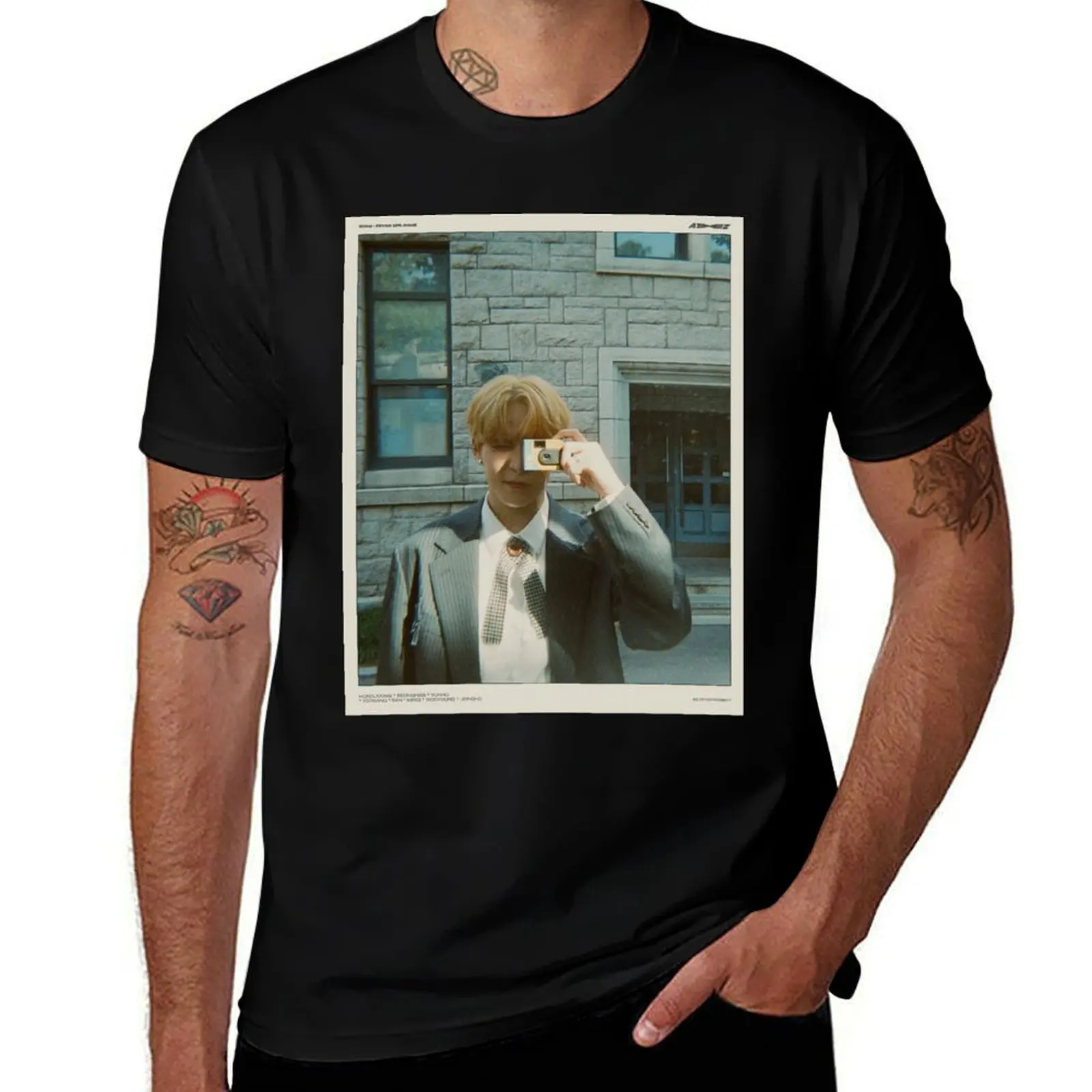 

casual ATEEZ shirt T-Shirt t for Yunho t package black cotton T-Shirt plain cotton t-shirt men shirt man 100% man