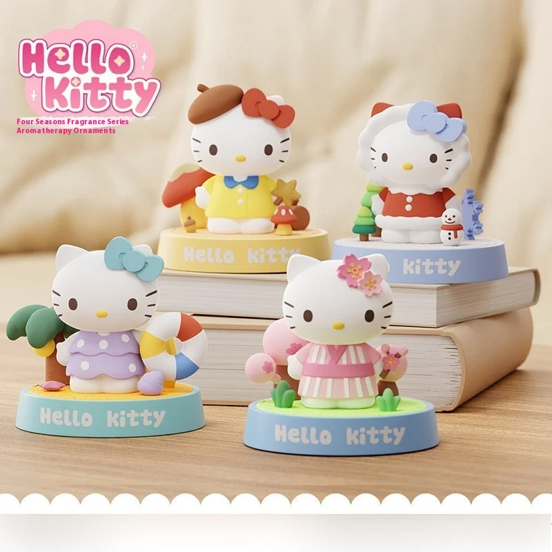 Miniso Hellokitty Collect Commemorative Figurines Cure Lovely Kawaii Auspicious Birthday Festival  Aromatherapy Car Figurines