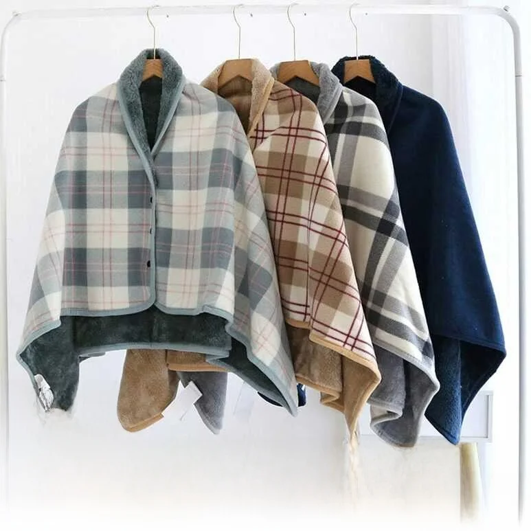 Thickened Multi-Functional Warm Shoulder Blanket Cover Blanket Nap Blanket Fleece Cloak Autumn New Arrival Luxury Stripe