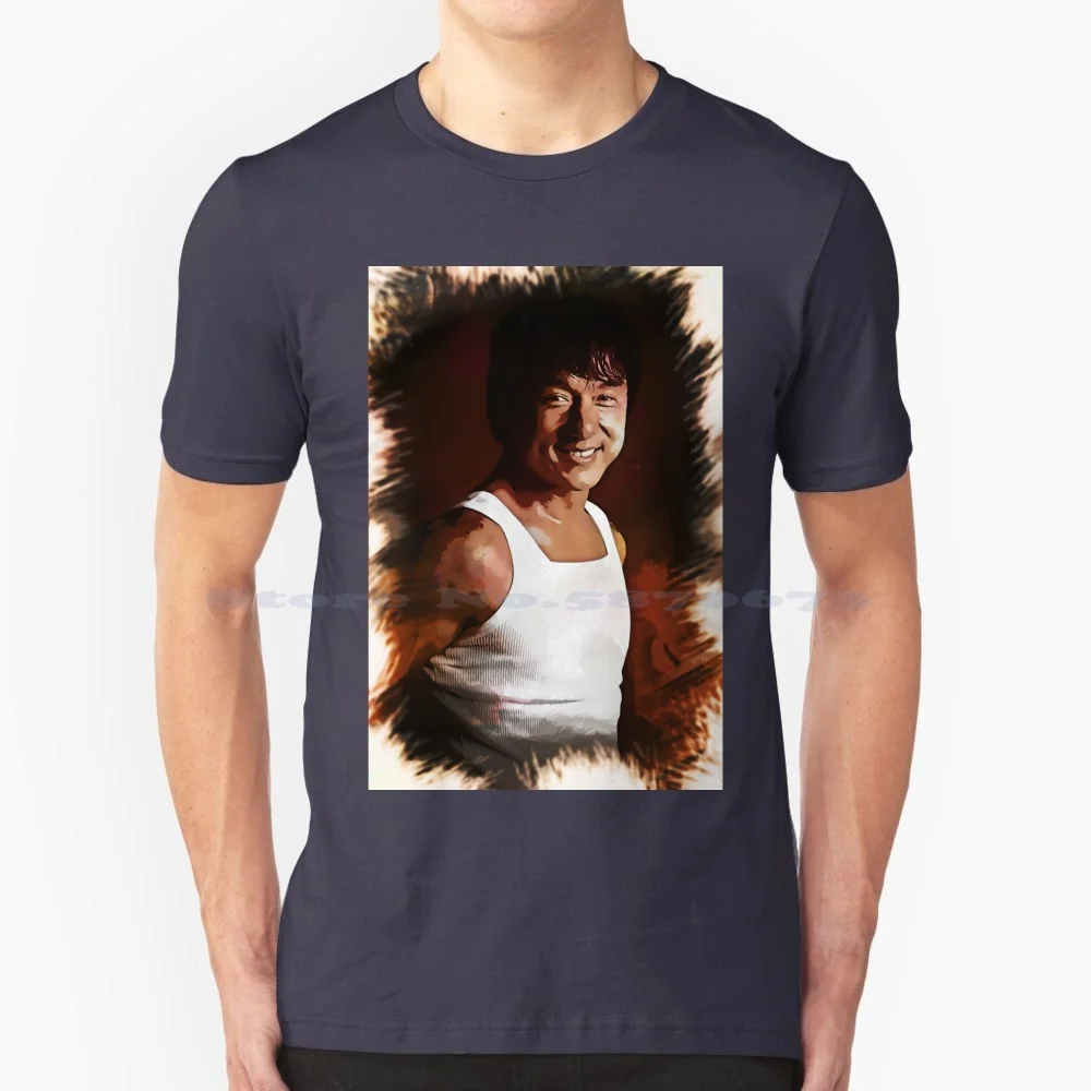 Jackie Chan Portrait T Shirt 100% Cotton Tee Films Videos Actor Actress Dvd Amc Moviestar Goodyear Theatre Good Movie Flick Tv