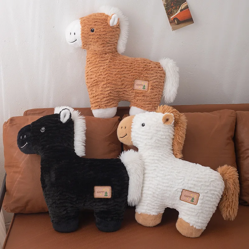 

Soft Plush Horse Stuffed Animals Cozy Huggable Pillows for Kids Nursery Decor Happy Label Home Decorative Couch Pillow Gift